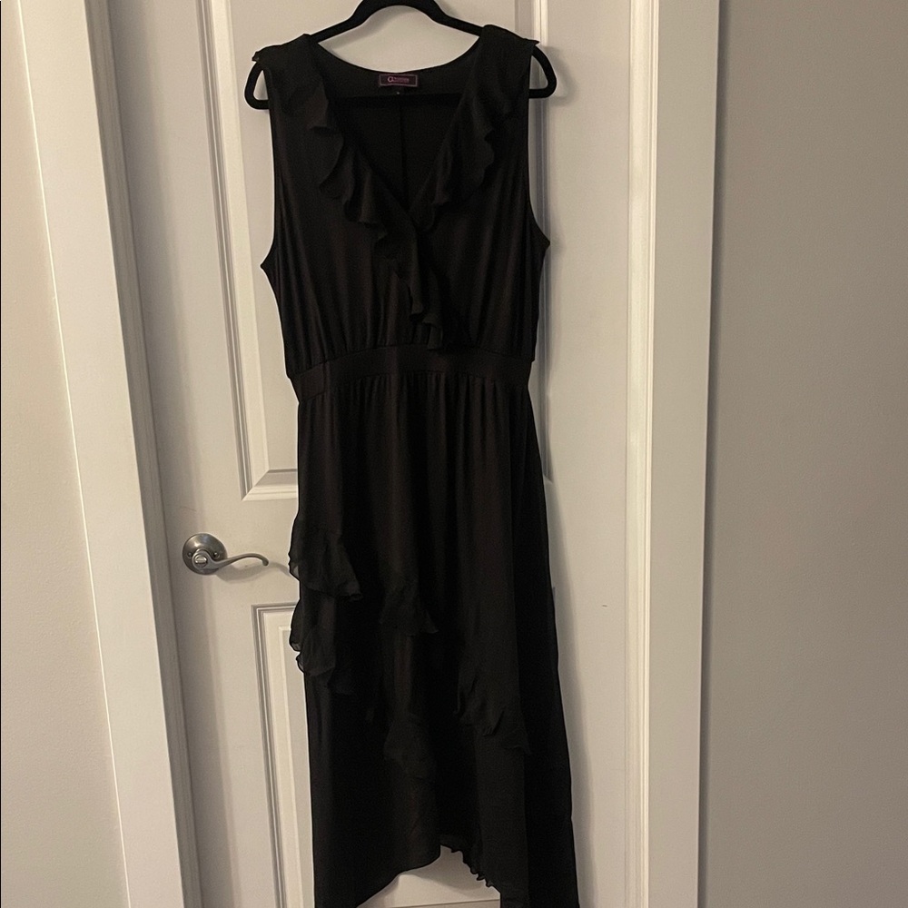 Christian Siriano Black High-Low Dress with Ruffles